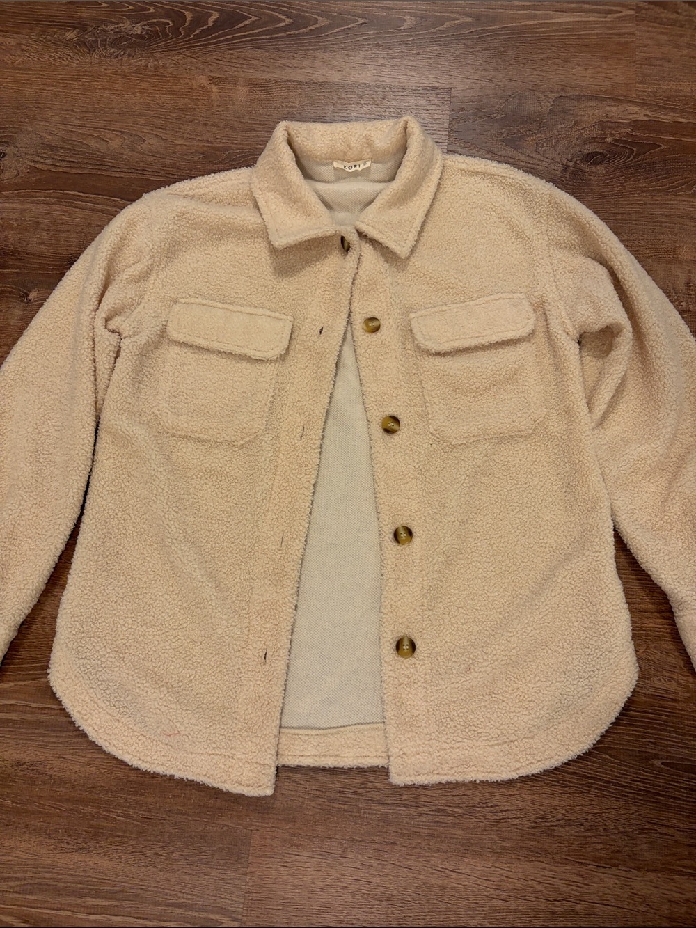Kori Cream Teddy Sherpa Button-Up Jacket